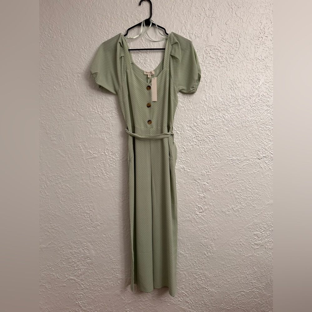 Green polka dot jumpsuit